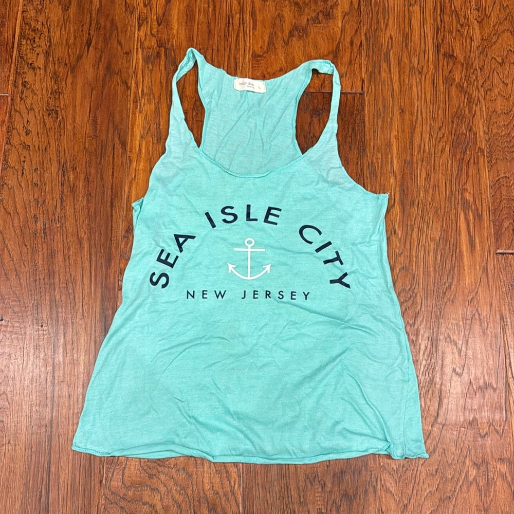 Ocean drive clothing co. Sea isle city, NJ. Teal tank top. Size large